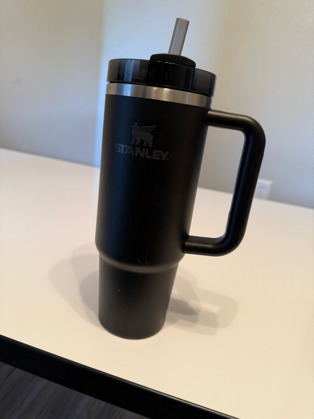 Stanley 30oz Black Travel Tumbler with Handle and Clear Straw